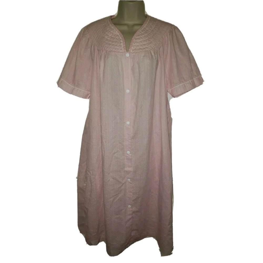 Jasmine Rose Intimates Midi House Coat Robe Snap Closure Pink Womens‎ M